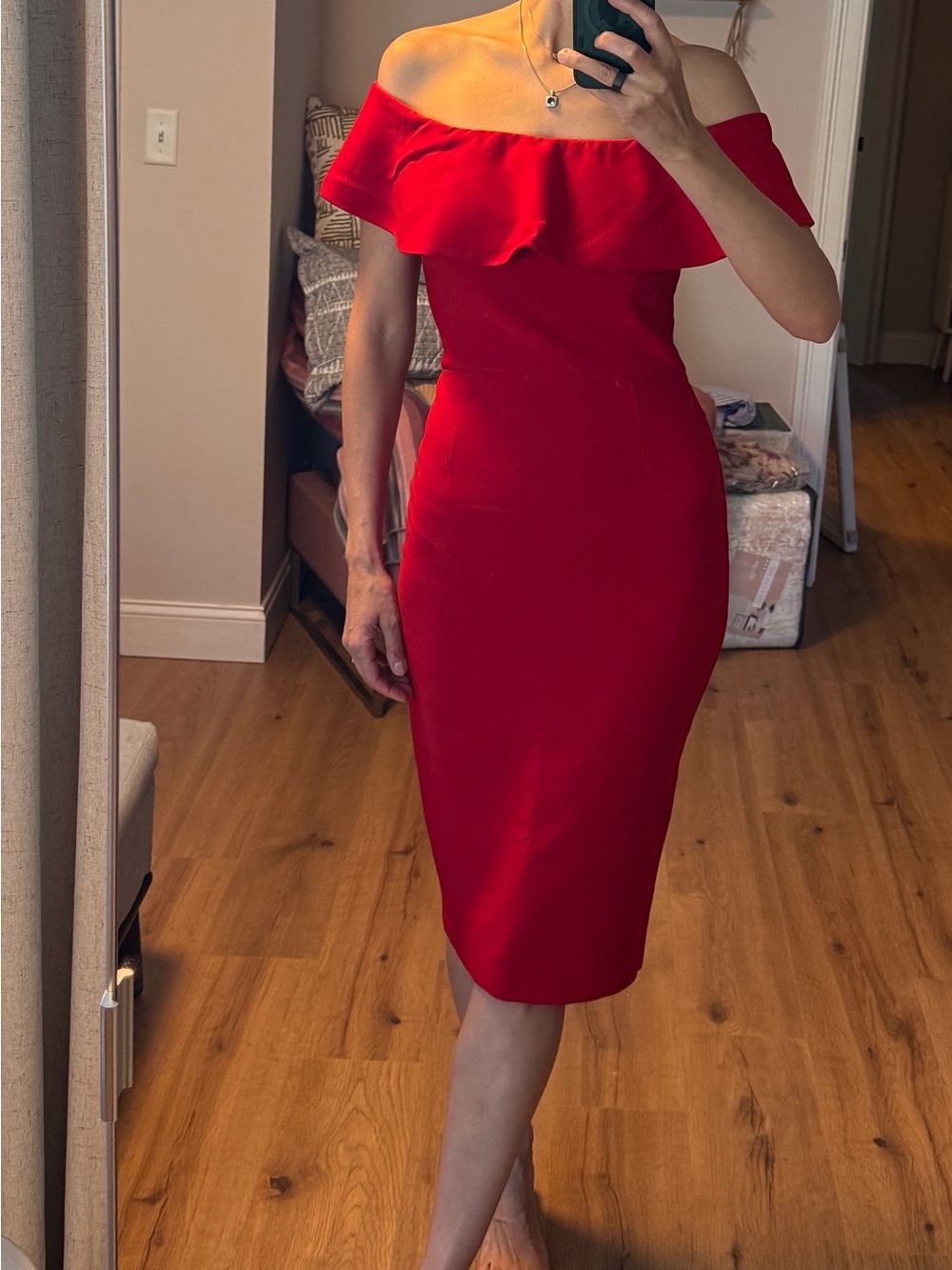 Off-Shoulder Red Bodycon Zara Dress